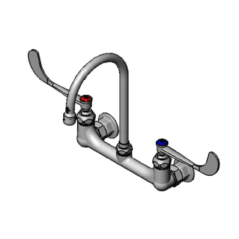 T&S Brass B-0351 8 Inch Surgical Sink Mixing Faucet Wall Mount with Gooseneck