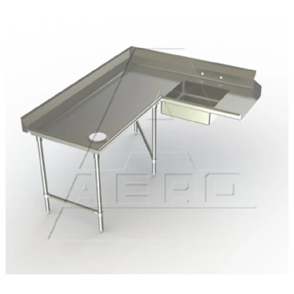 AERO Manufacturing 2SDC-L-120 60 Inch Soiled Dishtable Corner Design Stainless Steel with Pre-Rinse Sink
