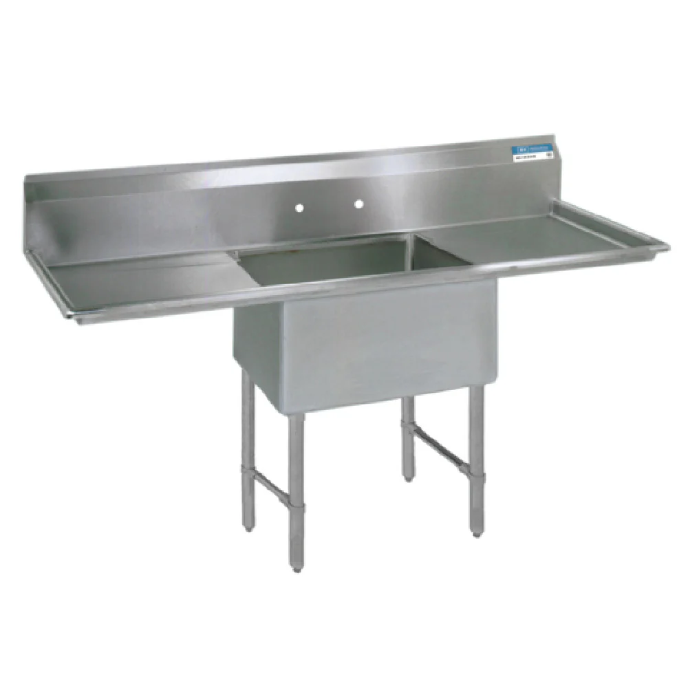 BK Resources BKS6-1-18-14-18TS 57-1/4 Inch Sink with Left and Right Drainboards Stainless Steel BK Resources BKS6-1-18-14-18TS 57-1/4 Inch Sink with Left and Right Drainboards Stainless Steel