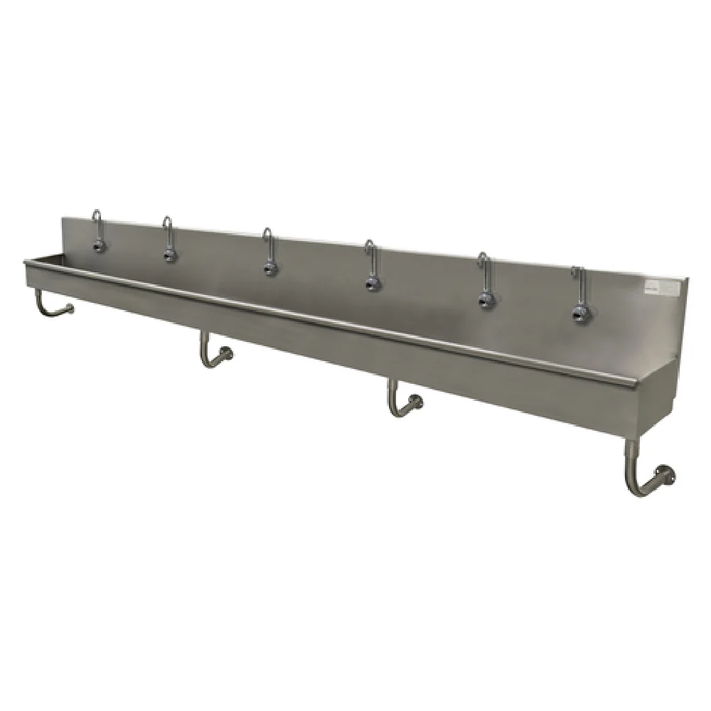 Advance Tabco 19-18-120EFADA 120 Inch Multiwash Hand Sink Wall Mounted with 6 Faucets Stainless Steel
