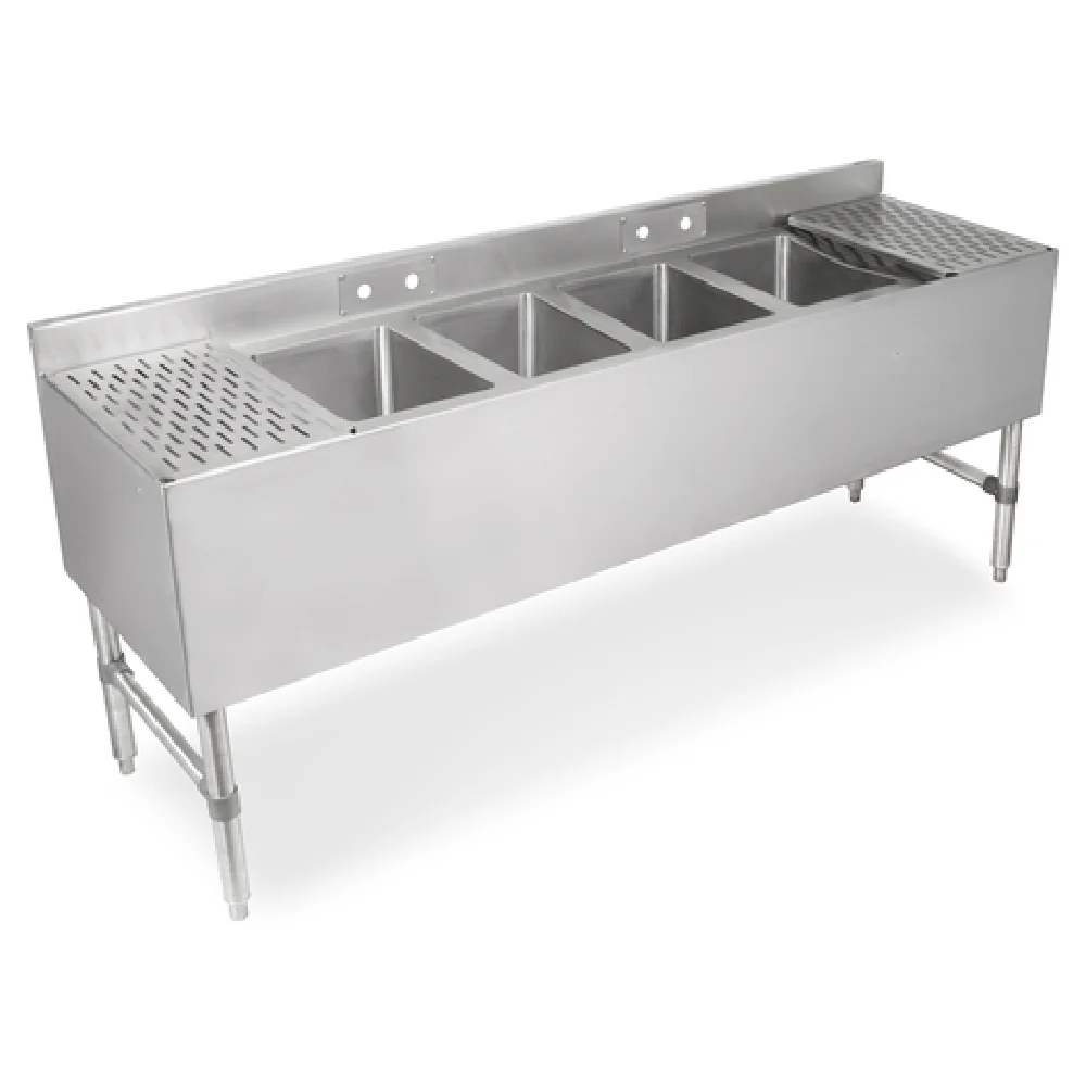 John Boos UBS4-1872-2D12 72 Inch Slim-Line Underbar Sink Unit with 4 Compartments John Boos UBS4-1872-2D12 72 Inch Slim-Line Underbar Sink Unit with 4 Compartments