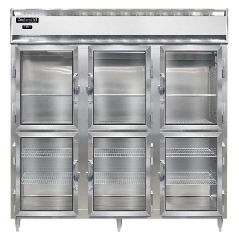 Continental Refrigerator D3RNGDHD 78 Inch Reach-in Refrigerator Three-section Aluminum and Stainless Steel