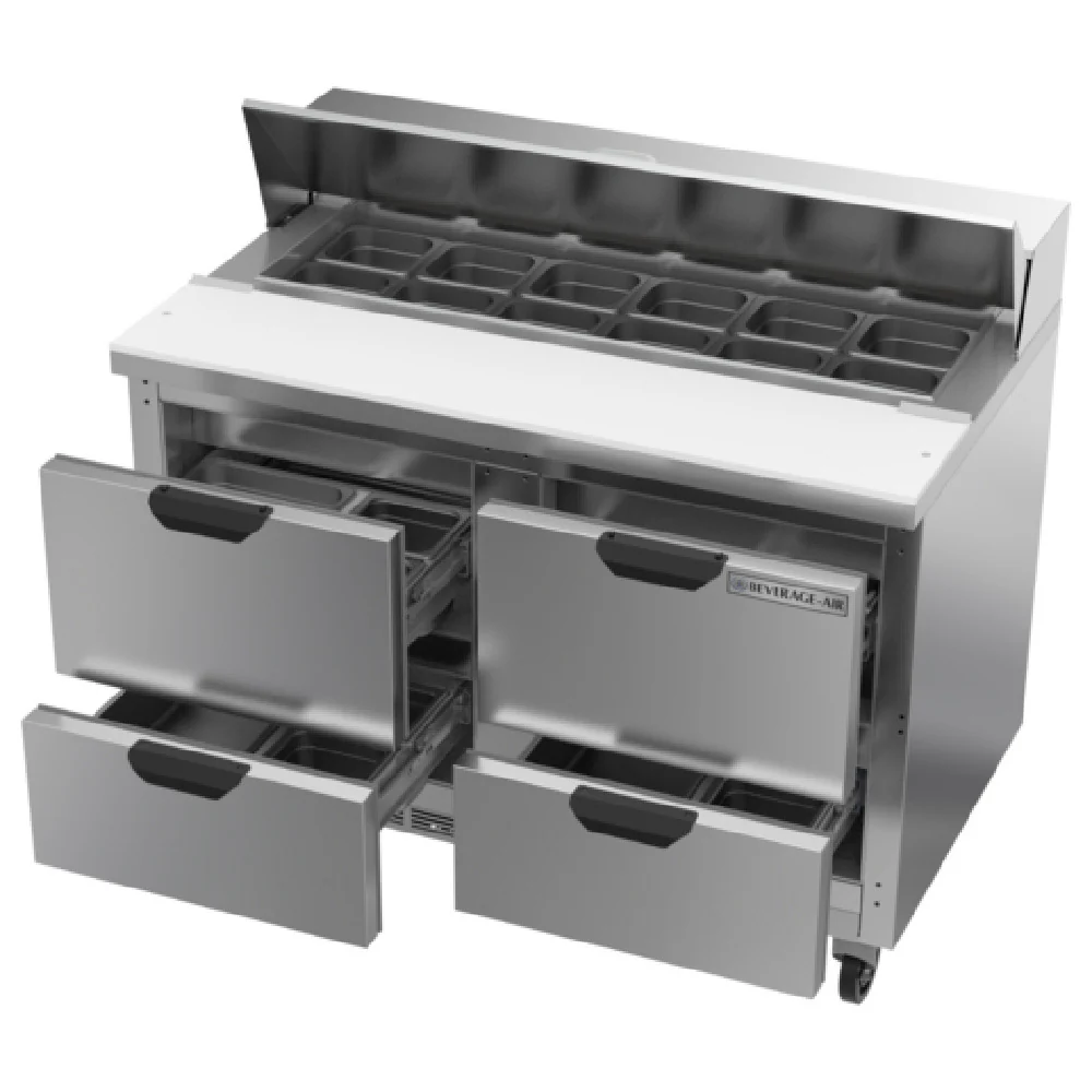 Beverage Air SPED48HC-12-4 48 Inch Sandwich Top Refrigerated Counter 13.01 cu ft with 4 Drawers Beverage Air SPED48HC-12-4 48 Inch Sandwich Top Refrigerated Counter 13.01 cu ft with 4 Drawers