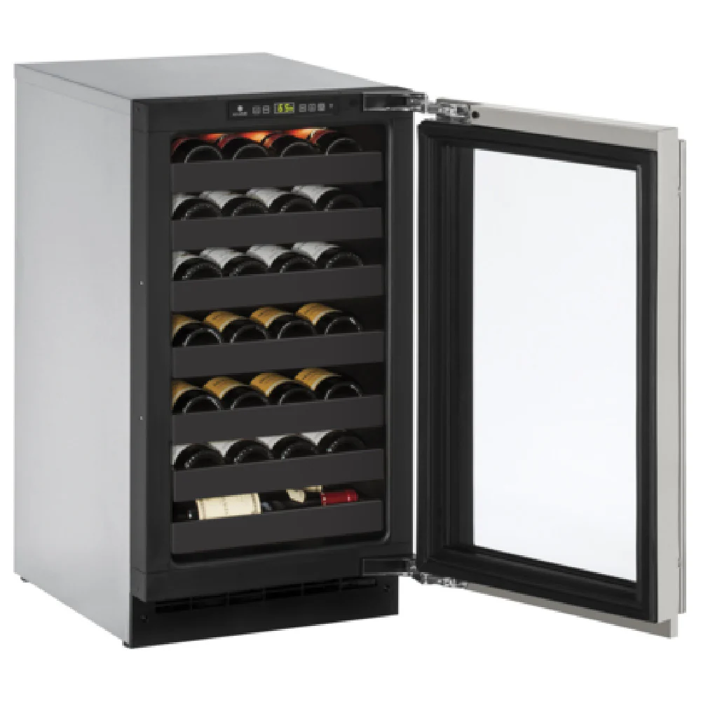 U-Line Corporation U-2218WCS-00B 17 Inch Wine Cellar Cabinet Reach-in Stainless Steel with Glass Door