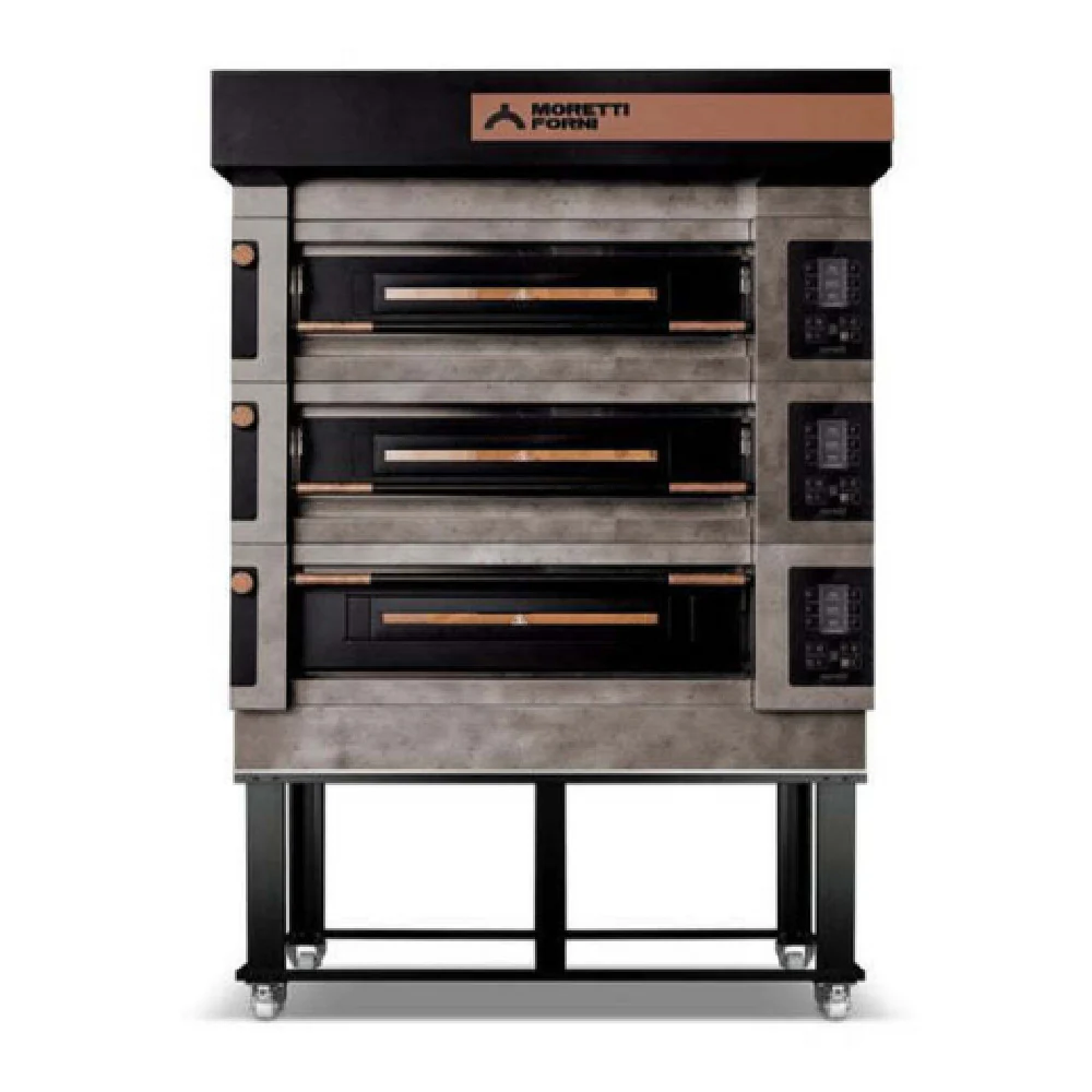 AMPTO ICON S105E3 Electric Deck-Type Pizza Oven 37-1/2 Inch 3 Decks with 100 Programs