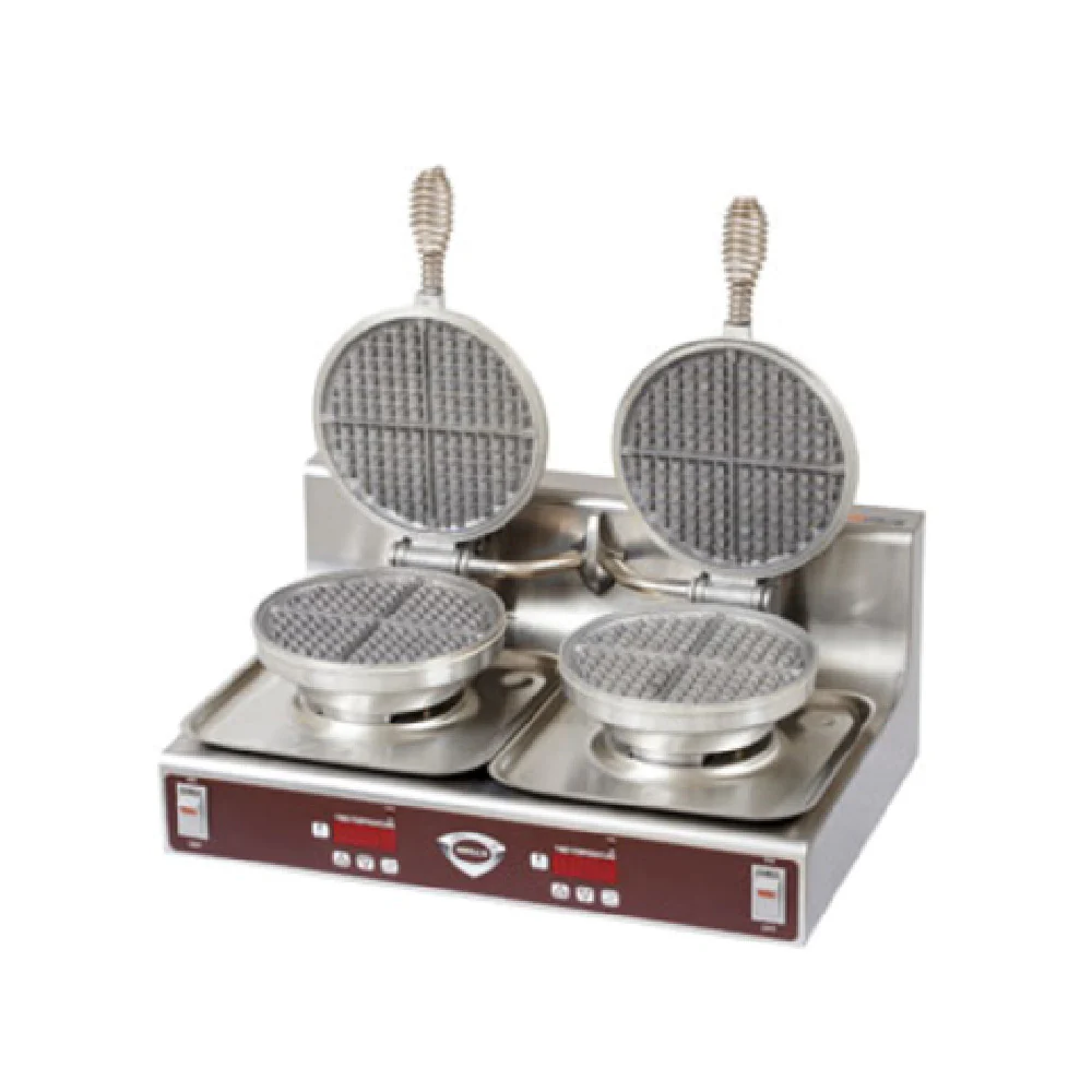 Wells WB-2E 19 Inch Waffle Baker Dual Round Grid Stainless Steel with Cast Aluminum Grids