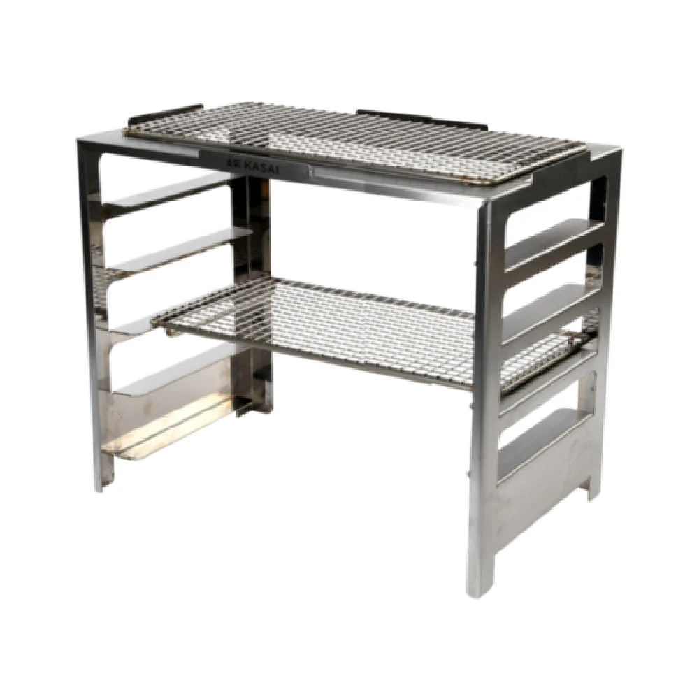 JB Prince G103 RR 10 Inch Stainless Steel Kasai Konro Robata Rack with 2 Shelves JB Prince G103 RR 10 Inch Stainless Steel Kasai Konro Robata Rack with 2 Shelves