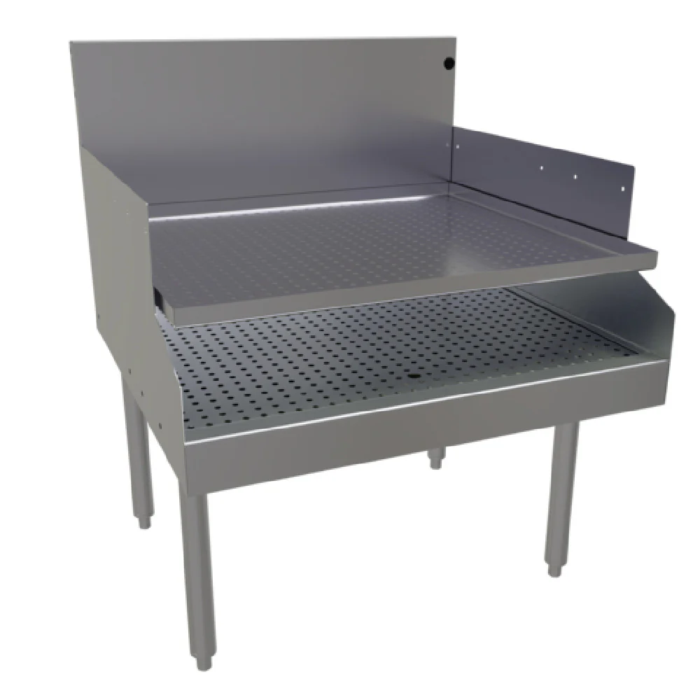 Glastender RDBB-30S 30 Inch Recessed Drainboard Free Standing Stainless Steel with Lift-Out Shelf