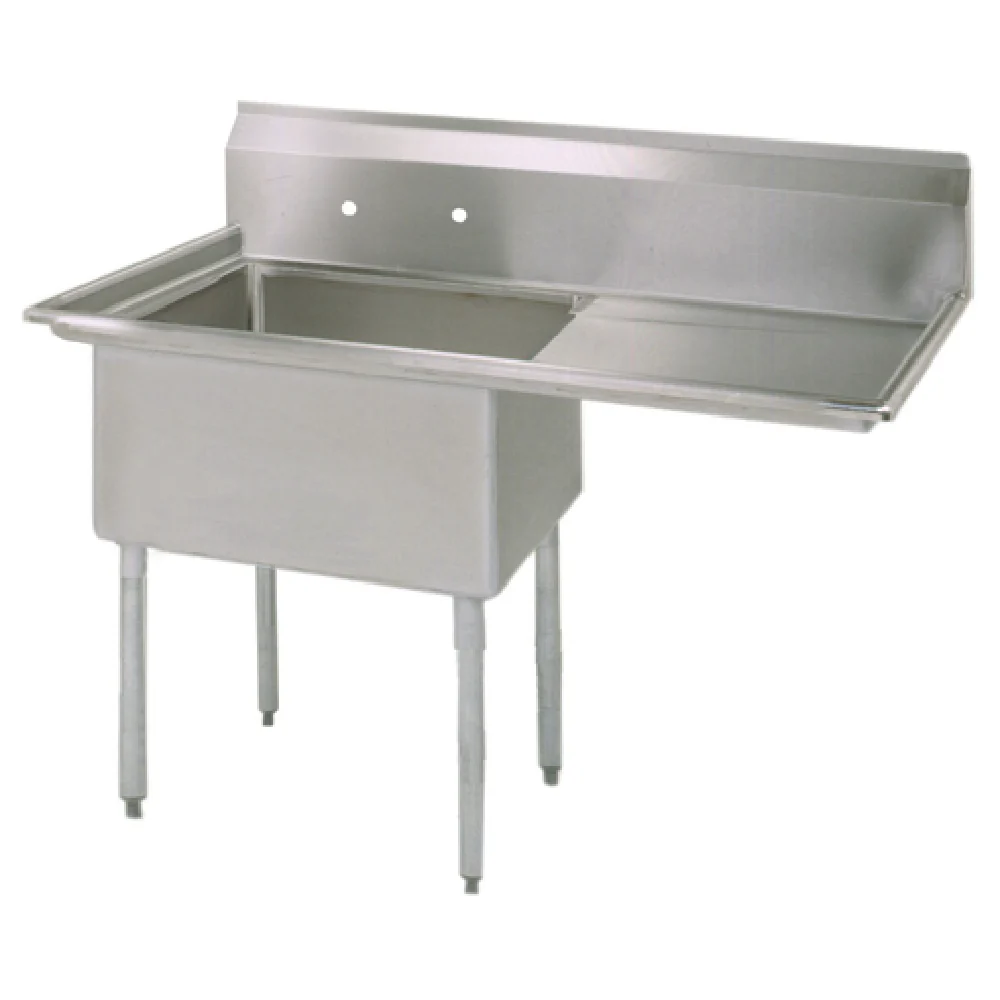 BK Resources ES-1-18-12-18R 38-1/2 Inch Economy Sink One Compartment with Right Drainboard BK Resources ES-1-18-12-18R 38-1/2 Inch Economy Sink One Compartment with Right Drainboard