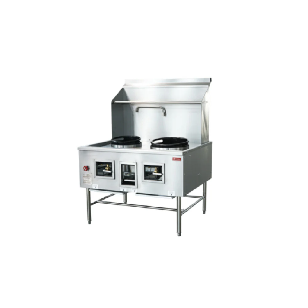 Omcan 48413 47-1/2 Inch Gas Wok Range with 2 Burners 220000 BTU