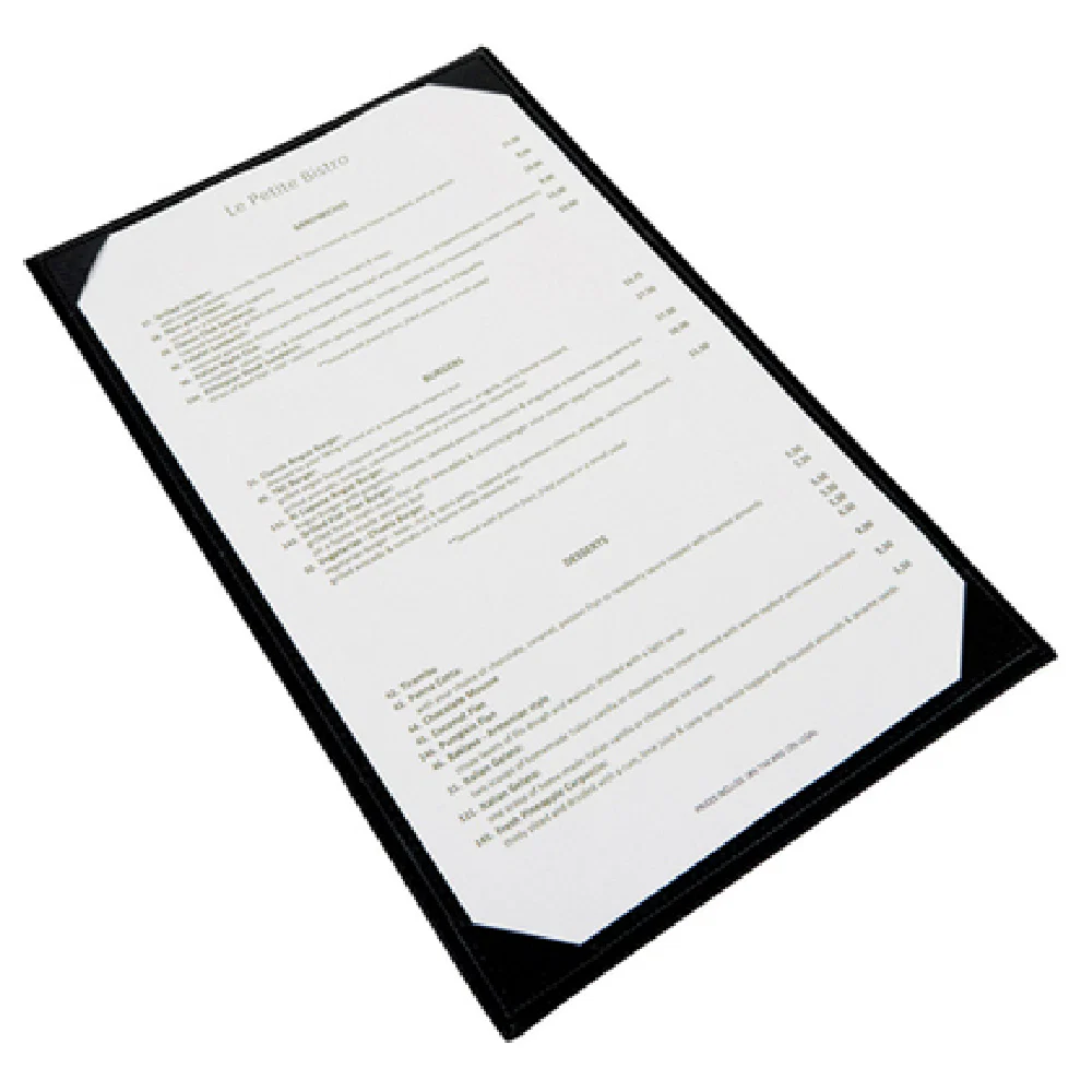 Winco LMS-814BK Legal Size Menu Cover Single Leather-like Black