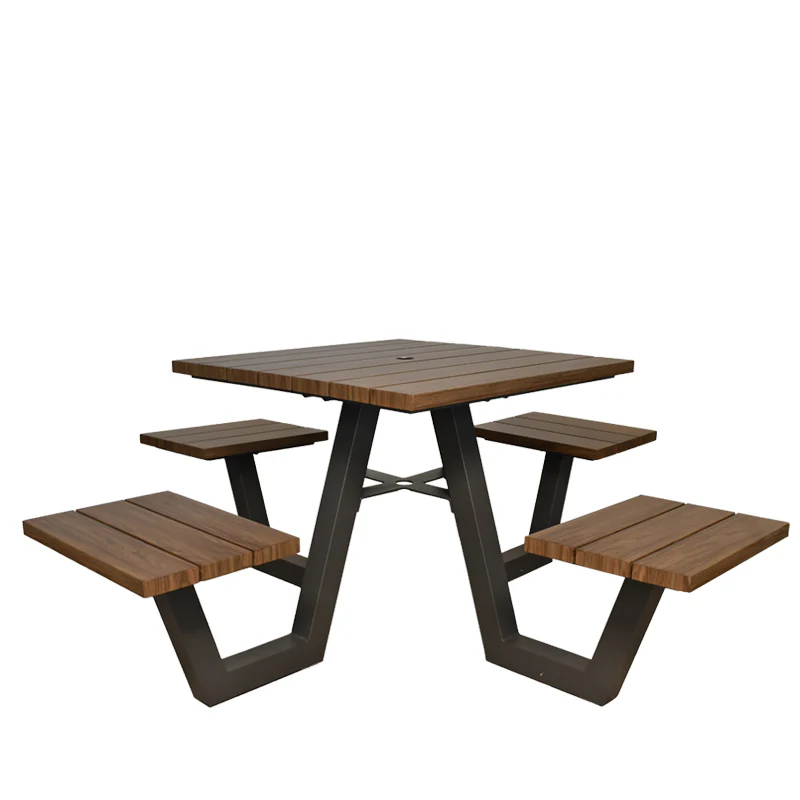 emuamericas, llc A1830-22-404 35 Inch Square Table with Umbrella Hole Aluminum Top emuamericas, llc A1830-22-404 35 Inch Square Table with Umbrella Hole Aluminum Top