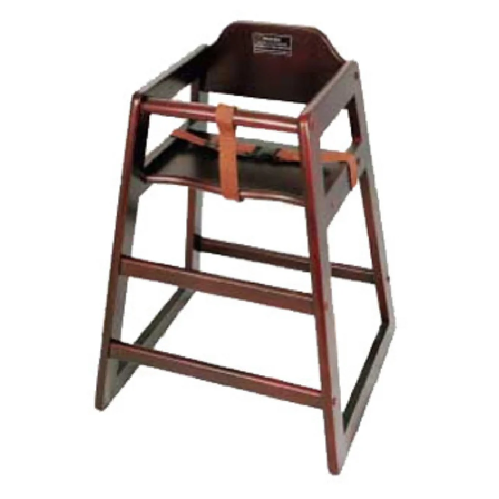 Winco CHH-103 20 Inch High Chair Buckle Strap Stackable Mahogany Wood