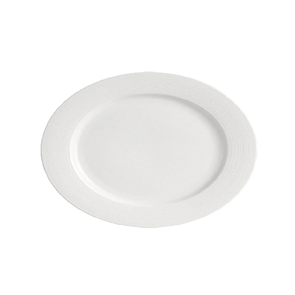CAC China HMY-34 9-3/4 Inch Oval Harmony Platter Porcelain with Embossed Rim CAC China HMY-34 9-3/4 Inch Oval Harmony Platter Porcelain with Embossed Rim