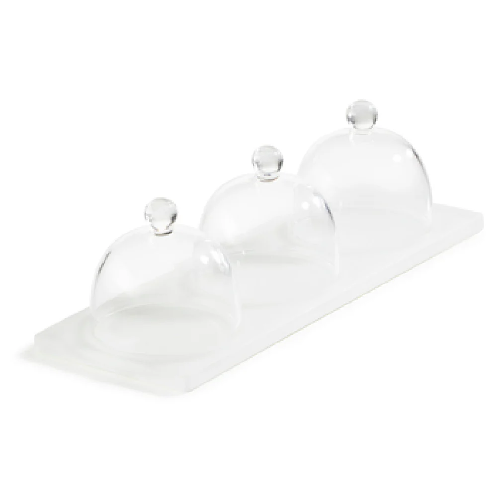 Revol 411646 9-3/4 Inch Cloche and Base Set Resin White Made in France Revol 411646 9-3/4 Inch Cloche and Base Set Resin White Made in France