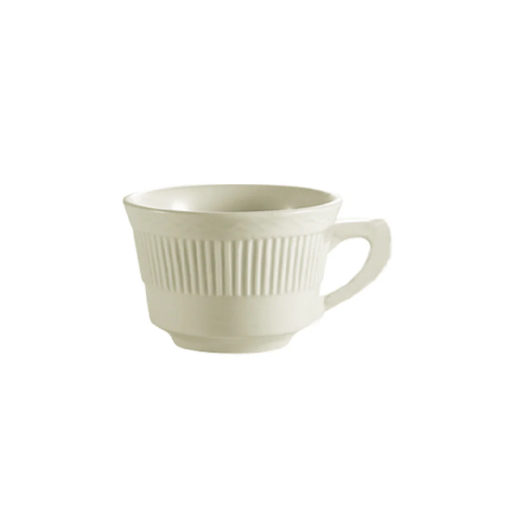 CAC China RID-1 7 Oz Ceramic Cup Embossed Round Dishwasher Safe 3-5/8 Inch