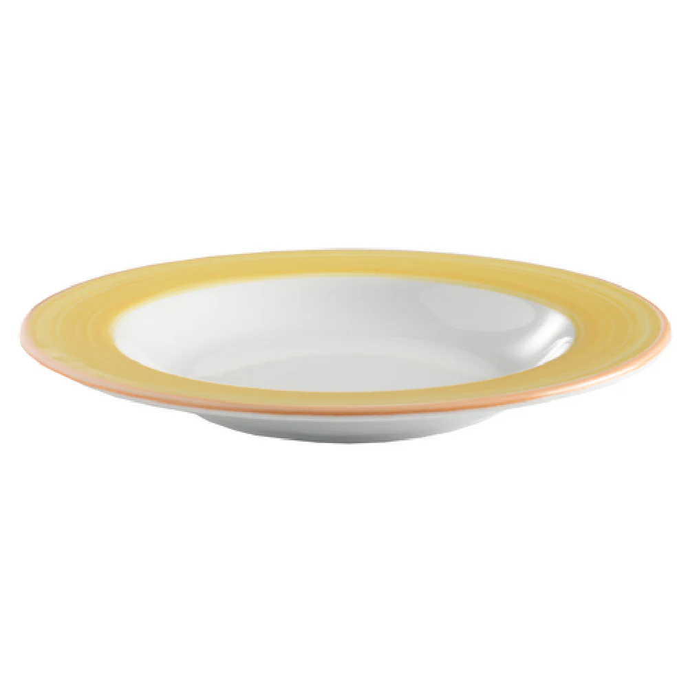 GET Enterprises PA1600903912 18-4/5 Oz Pasta Bowl 12 Inch Round Porcelain with Orange Edge GET Enterprises PA1600903912 18-4/5 Oz Pasta Bowl 12 Inch Round Porcelain with Orange Edge