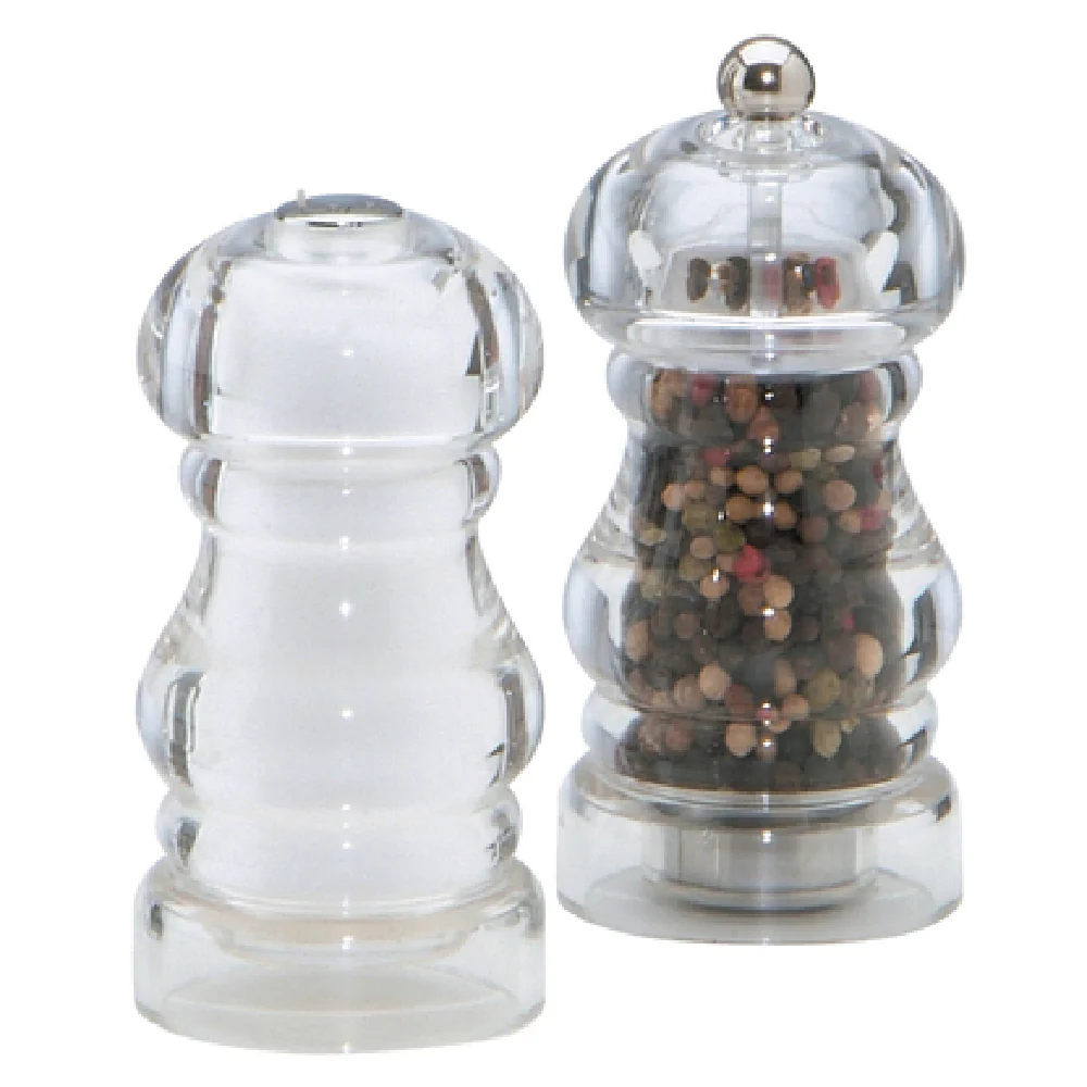 Chef Specialties 29190 Acrylic Salt Pepper Shaker Mill Set with Stainless Steel Mechanism