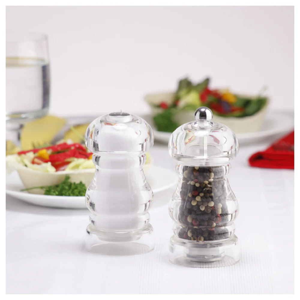 Chef Specialties 29190 Acrylic Salt Pepper Shaker Mill Set with Stainless Steel Mechanism Chef Specialties 29190 Acrylic Salt Pepper Shaker Mill Set with Stainless Steel Mechanism