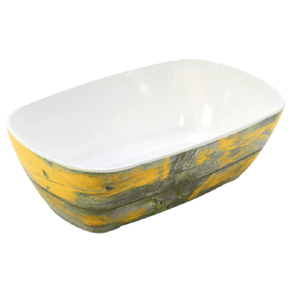 BauscherHepp TWD7714Y GN 1/4 Size Deli Crock 1-1/4 Qt Melamine Rectangular Two Tone with Anti-slip Silicone Feet
