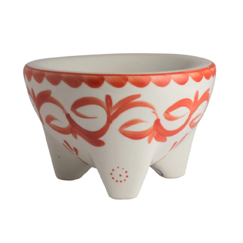 A121P175 11 Oz Molcajete Salsa Dish Coral Vitrified China - Puebla