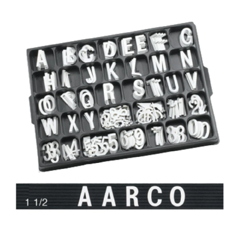 Aarco HF1.5 Letter Set Helvetica Typeface Injection Molded White 138 Characters