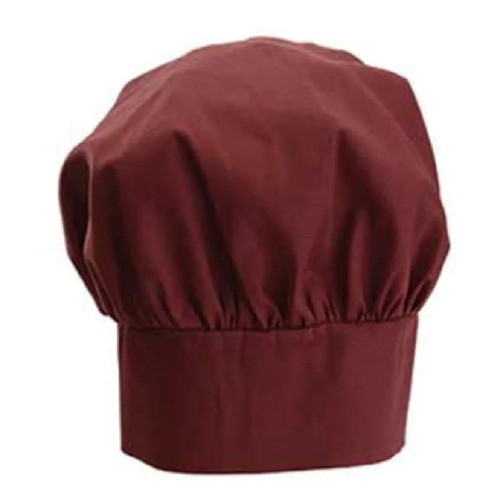 Winco CH-13BG Chef Hat Adjustable Velcro Closure Burgundy Poly-Cotton
