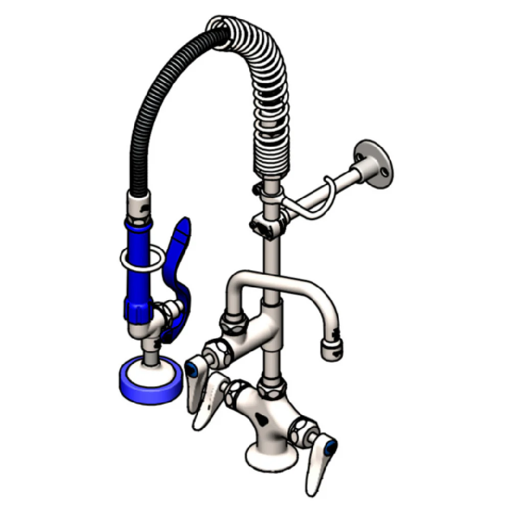 T&S Brass SMPK-2DLN-06-CR 7.44 Inch Mini Pre-Rinse Unit Stainless Steel Faucet with Add-On