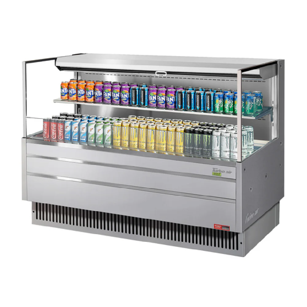Turbo Air TOM-60L-UF-S-2S-N 58-3/4 Inch Horizontal Open Display Merchandiser 13.0 cu ft stainless steel with low-profile design Turbo Air TOM-60L-UF-S-2S-N 58-3/4 Inch Horizontal Open Display Merchandiser 13.0 cu ft stainless steel with low-profile design