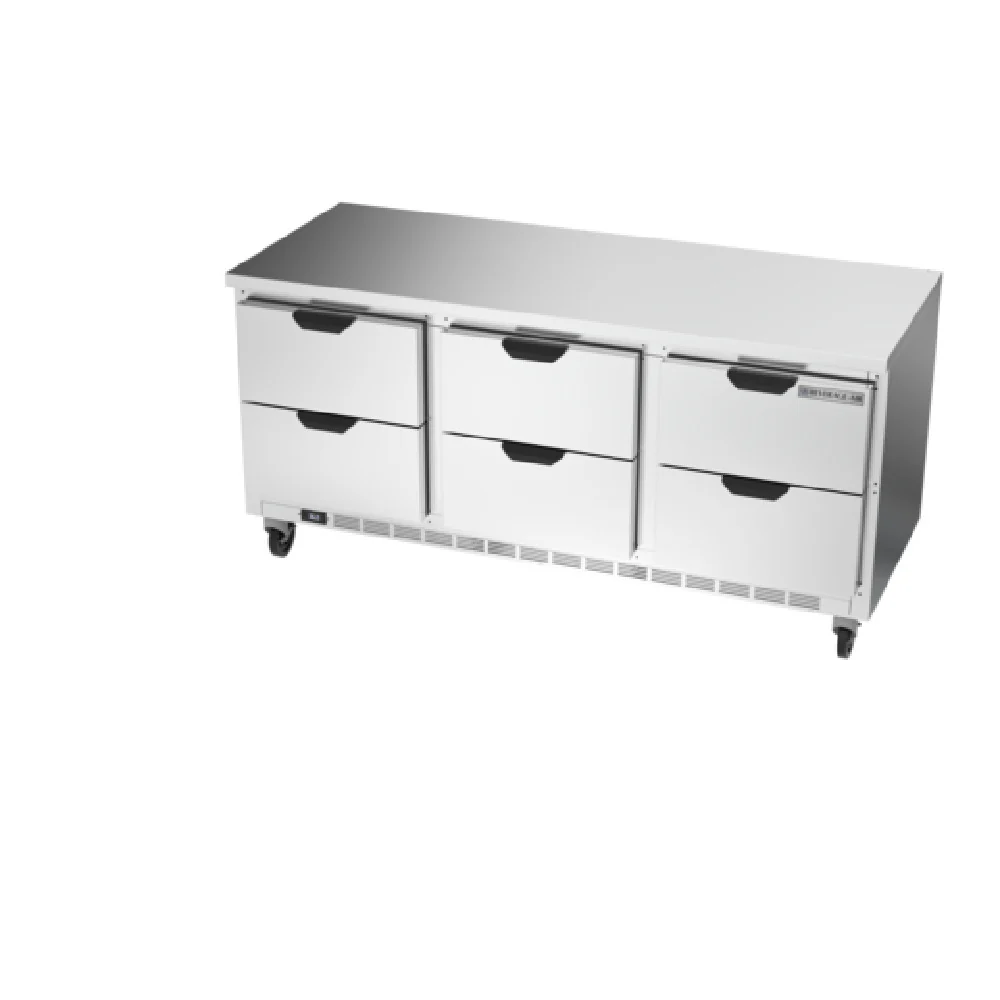 Beverage Air WTRD72AHC-6-FLT 72 Inch Worktop Refrigerator 3 Section 17.88 cu ft with 6 Drawers Beverage Air WTRD72AHC-6-FLT 72 Inch Worktop Refrigerator 3 Section 17.88 cu ft with 6 Drawers