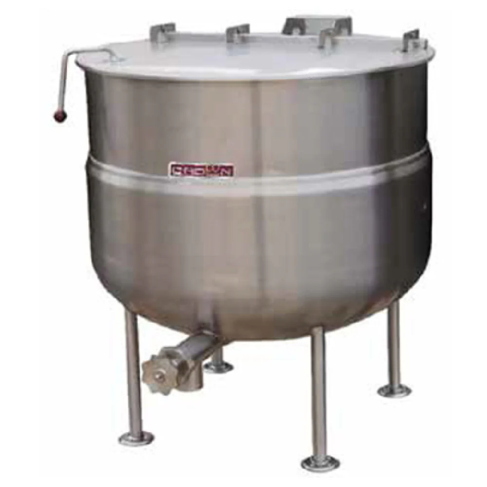 Crown Steam DL-150 44 Inch Direct Steam Stationary Kettle Stainless Steel 150 Gallon with Adjustable Legs