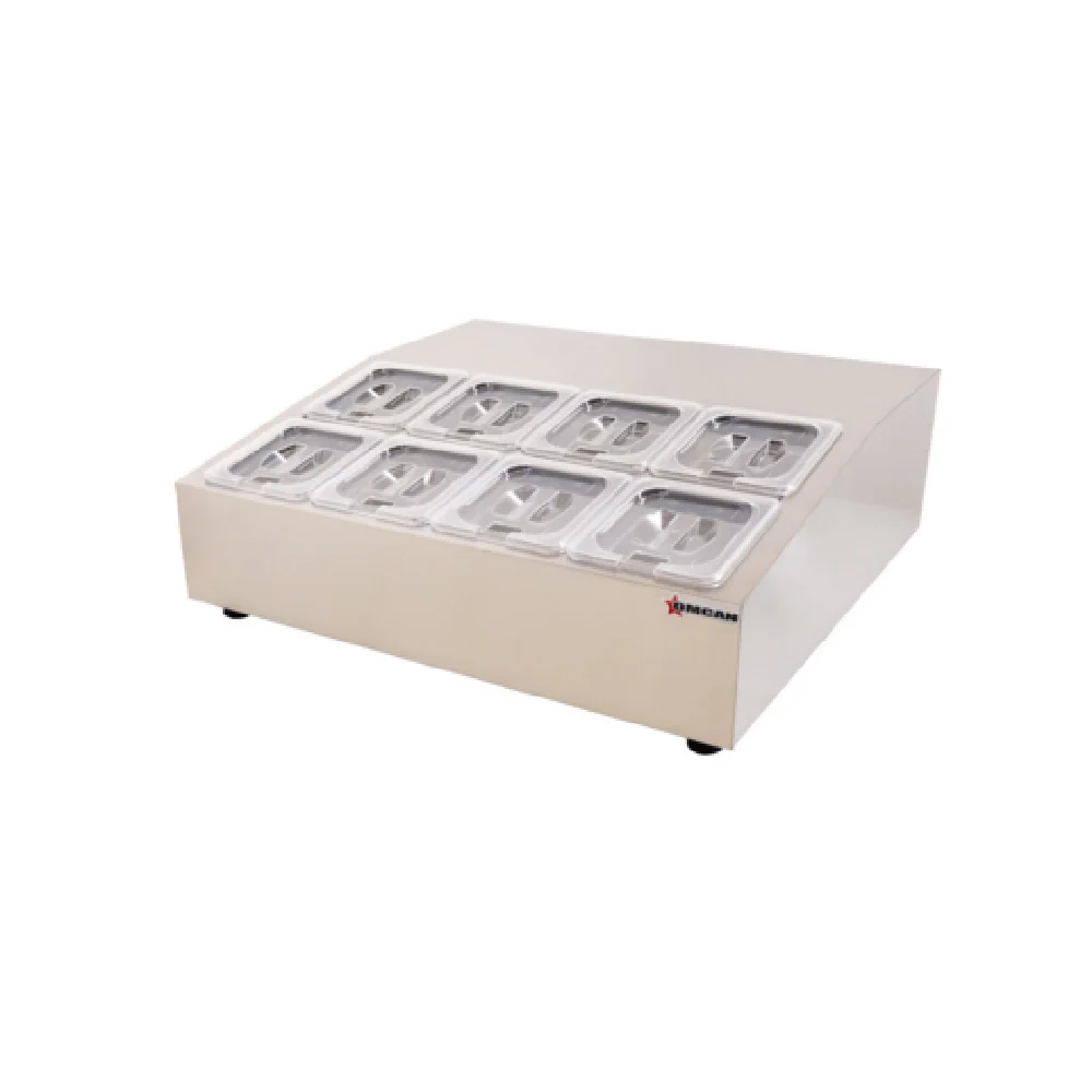 Omcan 47862 28 Inch Refrigerated Prep Rail Salad Bar Station Countertop Stainless Steel