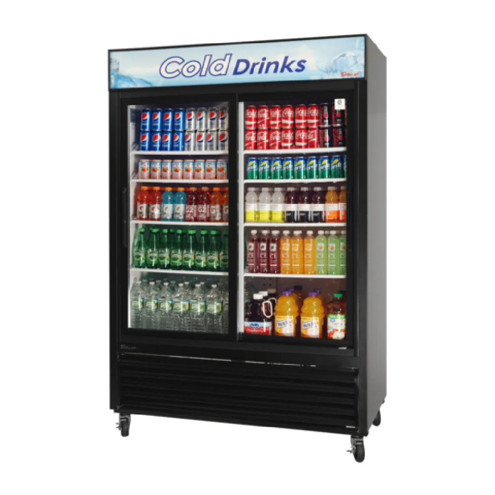 Turbo Air TGM-48RB-N 55 Inch Self-Contained Refrigerated Merchandiser with Two Double Pane Glass Doors