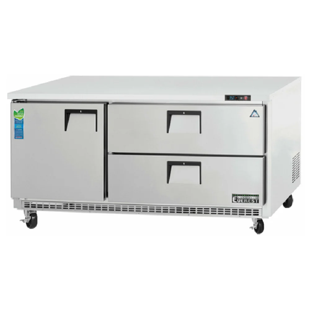 Everest Refrigeration ETBR3-D2 71 Inch Drawered Undercounter Refrigerator Stainless Steel Two Drawers