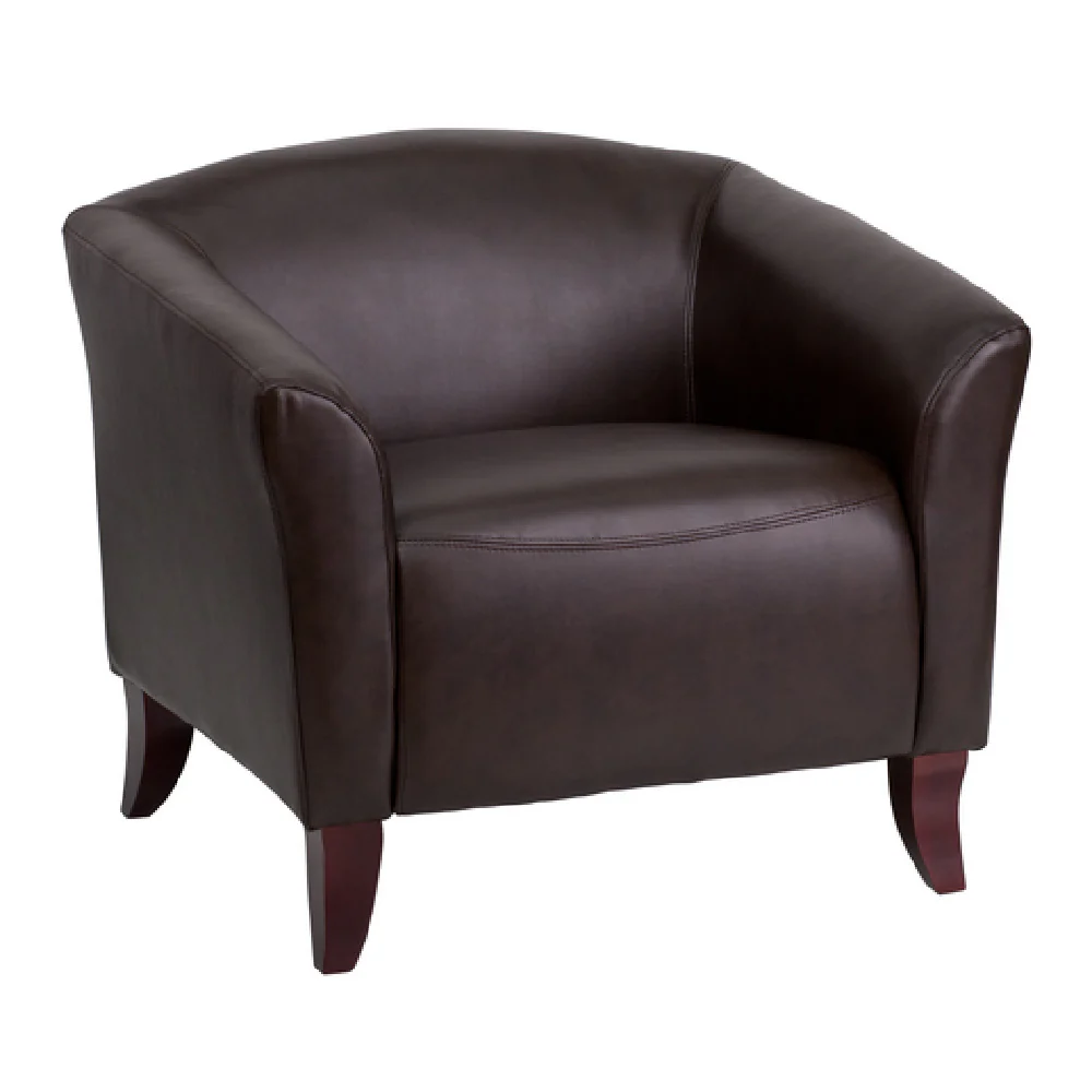 Flash Furniture 111-1-BN-GG 33 Inch Chair LeatherSoft Upholstery with Sloping Arms