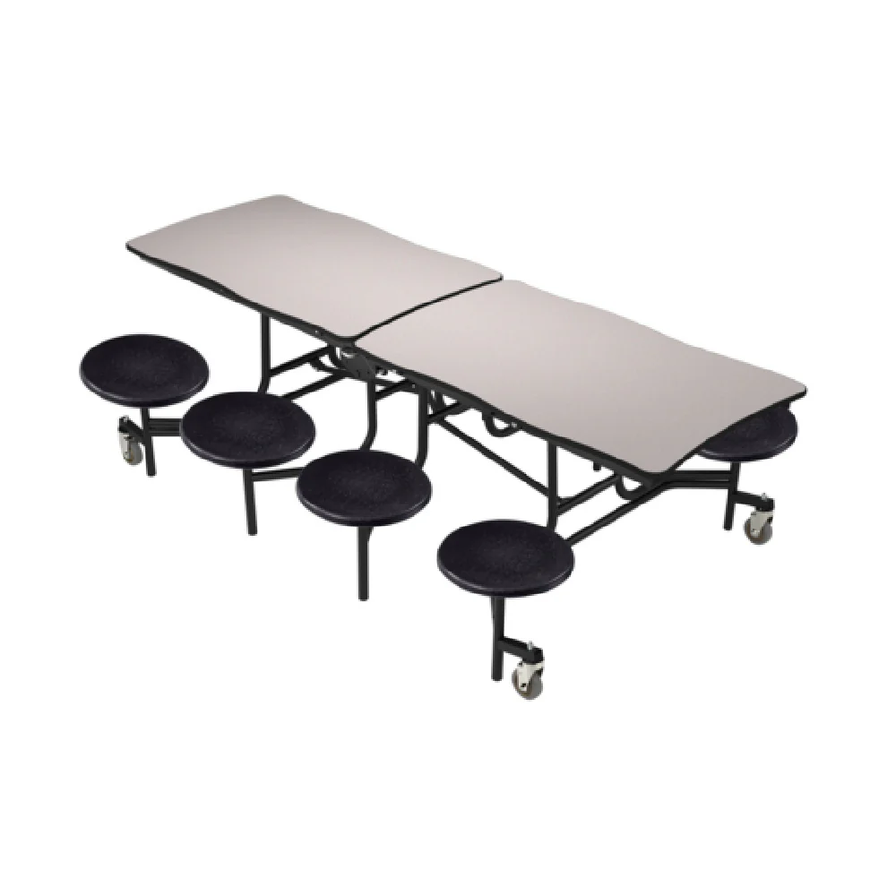 National Public Seating MSTS8 30 Inch Mobile Cafeteria Table with 8 Stools 14 gauge steel National Public Seating MSTS8 30 Inch Mobile Cafeteria Table with 8 Stools 14 gauge steel