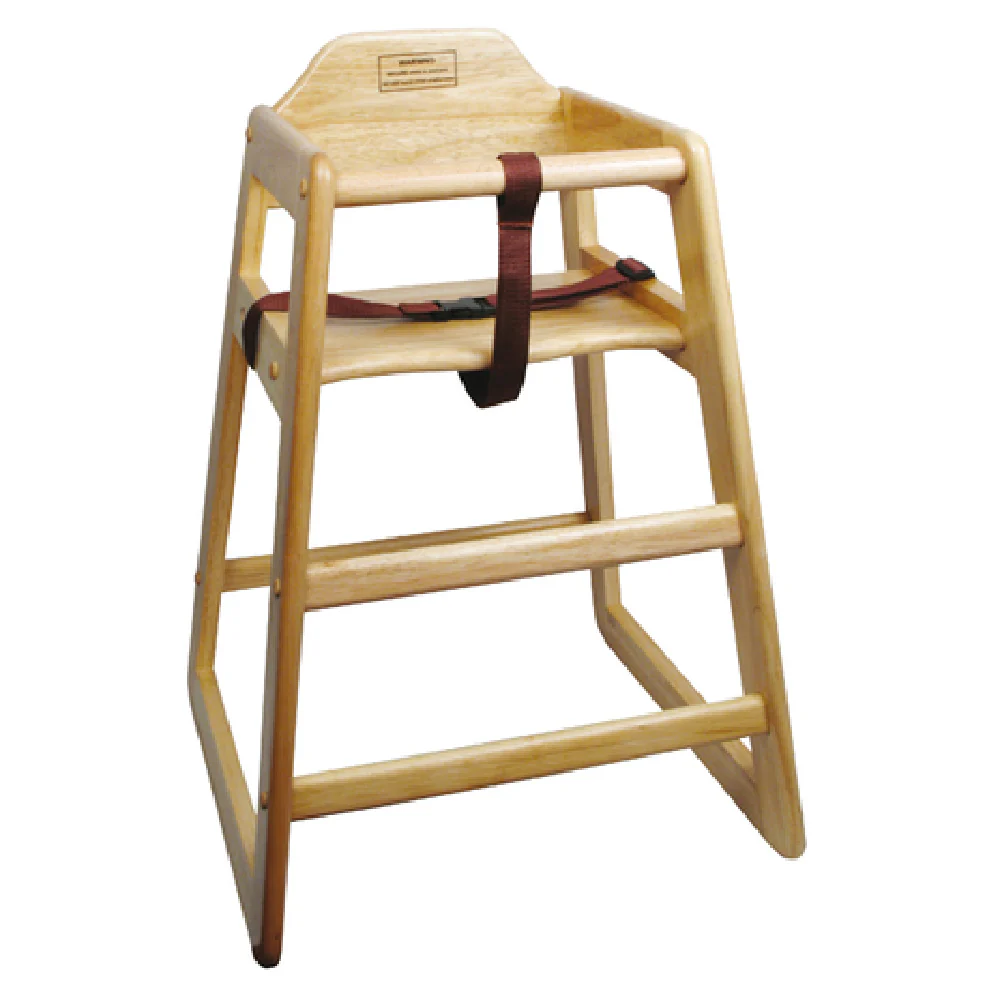 Winco CHH-101 20 Inch High Chair Rubberwood Natural Finish with Buckle Strap