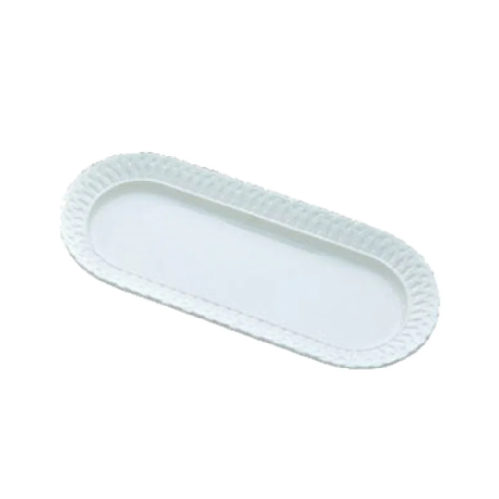 Bon Chef 2310WHTM 18 Inch Oblong Platter with Ceramic-look Coating Aluminum Sandstone Matte White