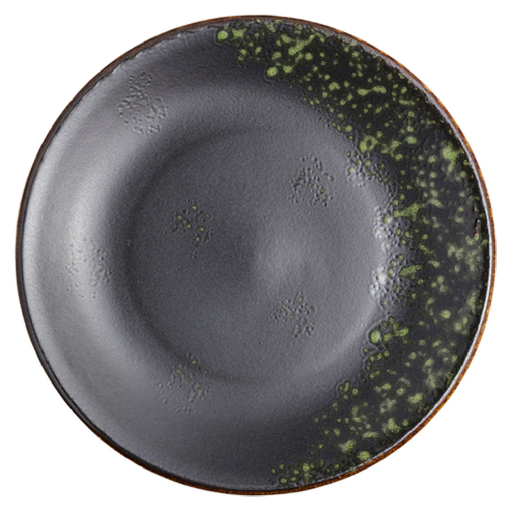 Vertex China LMJ-C21 12 Inch Round Coupe Plate Hand Painted Porcelain Matte Black Jade Vertex China LMJ-C21 12 Inch Round Coupe Plate Hand Painted Porcelain Matte Black Jade