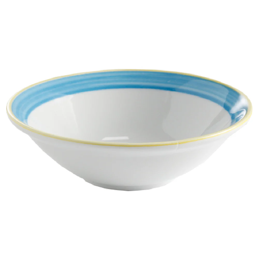 GET Enterprises PA1601903224 7 Inch 15-1/2 Oz Bowl Round Porcelain Yellow Edge GET Enterprises PA1601903224 7 Inch 15-1/2 Oz Bowl Round Porcelain Yellow Edge