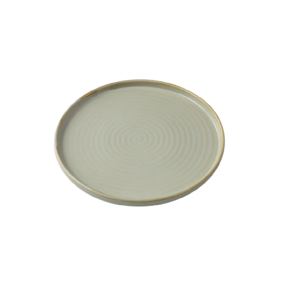 Yanco GO-110 10-1/2 Inch Diameter Coupe Rim Porcelain Dinner Plate Earthy Tone with Golden Rim Yanco GO-110 10-1/2 Inch Diameter Coupe Rim Porcelain Dinner Plate Earthy Tone with Golden Rim