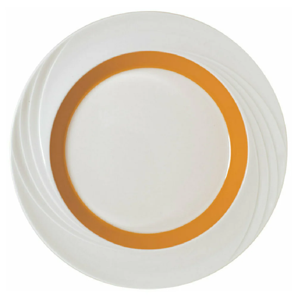 Libbey 9181824-62991 9-1/2 Inch Round Plate Porcelain Donna Senior Pattern with Orange Band Libbey 9181824-62991 9-1/2 Inch Round Plate Porcelain Donna Senior Pattern with Orange Band