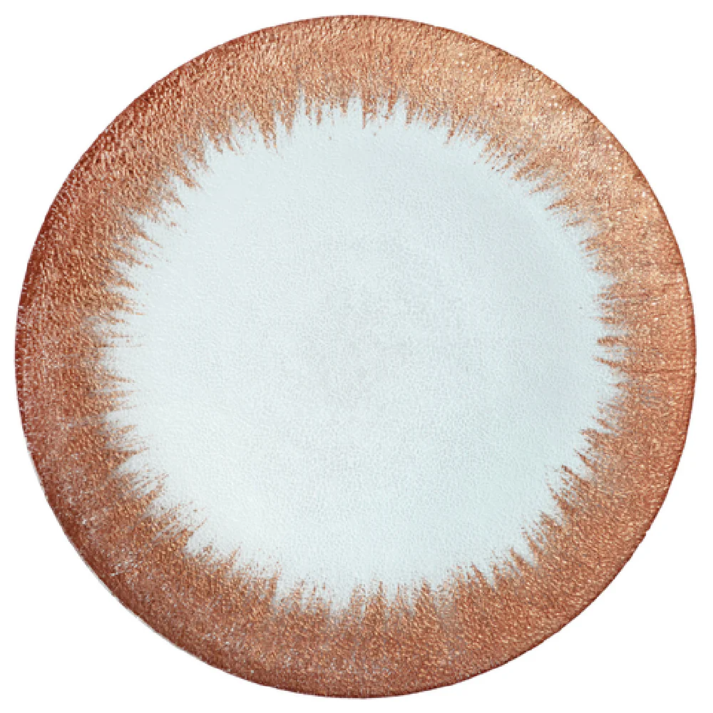 Bon Chef 200000RG 13 Inch Charger Plate Rose Gold Foil Glass with Hand Wash Only Bon Chef 200000RG 13 Inch Charger Plate Rose Gold Foil Glass with Hand Wash Only