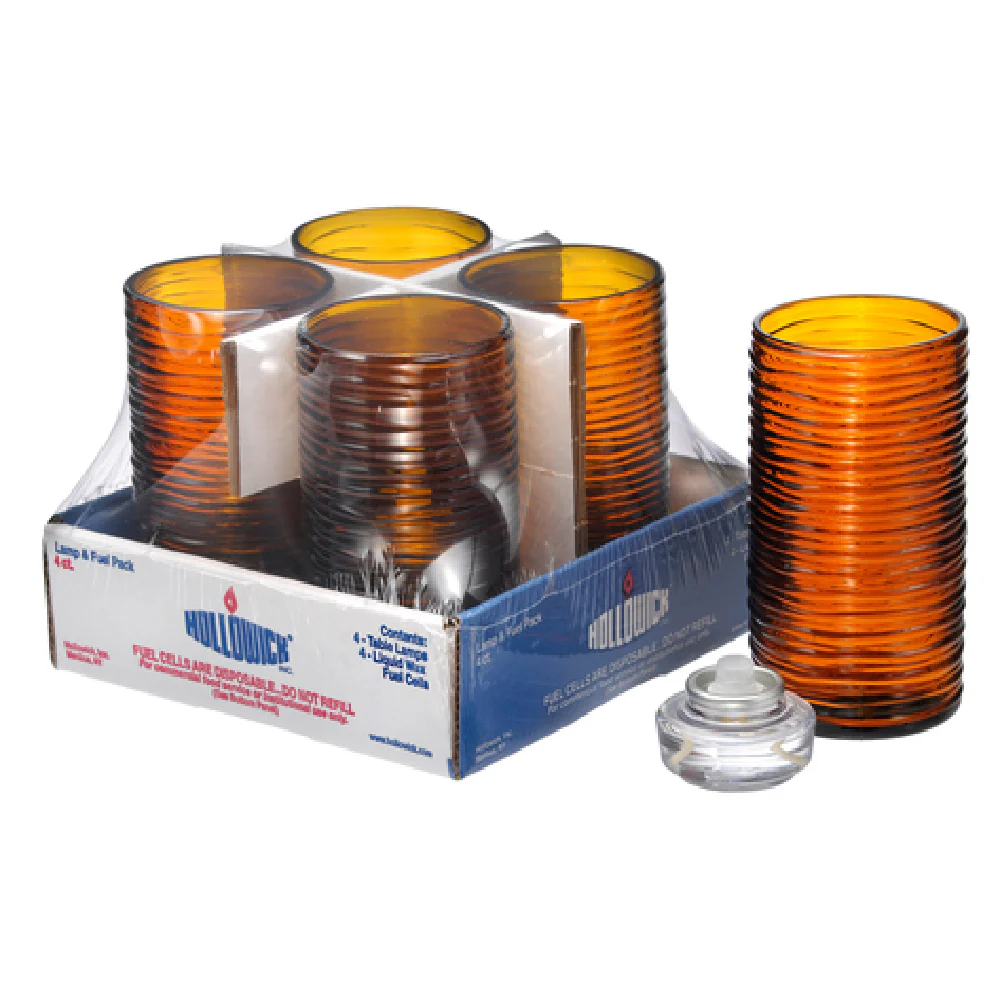 Hollowick 42517DA-4 2-5/8 Inch Amber Candle Lamp Base Spun Glass with Liquid Votive