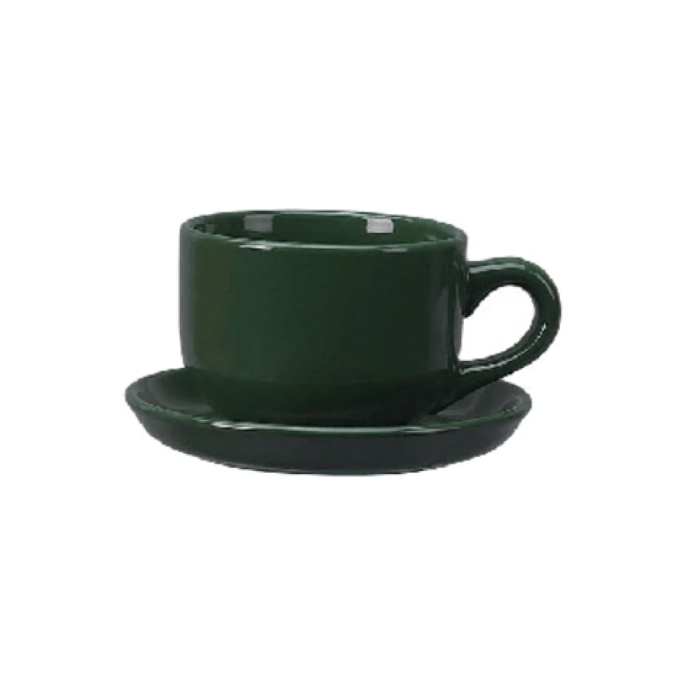 International Tableware 822-67 14 Oz Latte Cup Green Ceramic with Handle