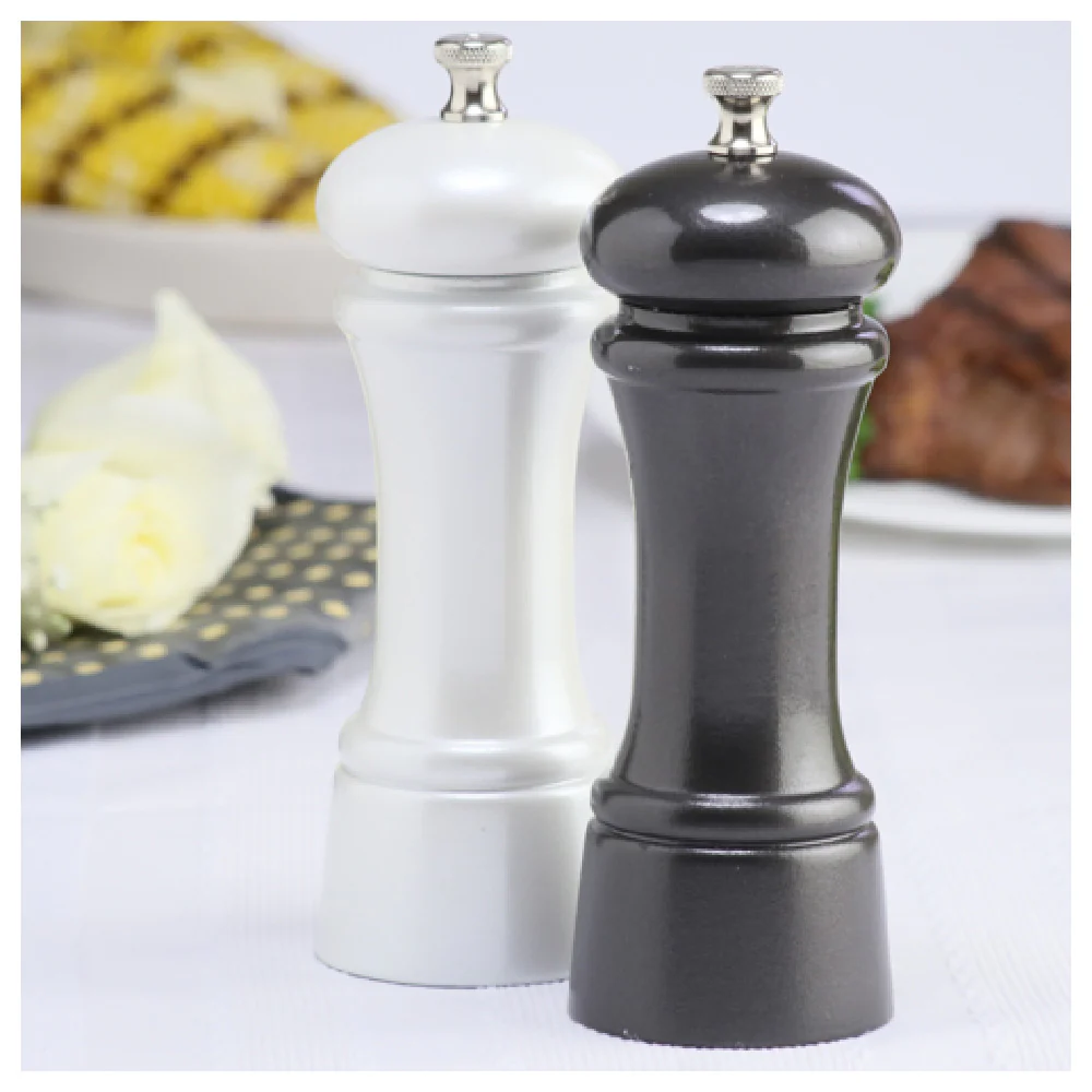 Chef Specialties 06902 6 Inch Set Salt Pepper Mill Stainless Steel Pearl Gunmetal Chef Specialties 06902 6 Inch Set Salt Pepper Mill Stainless Steel Pearl Gunmetal