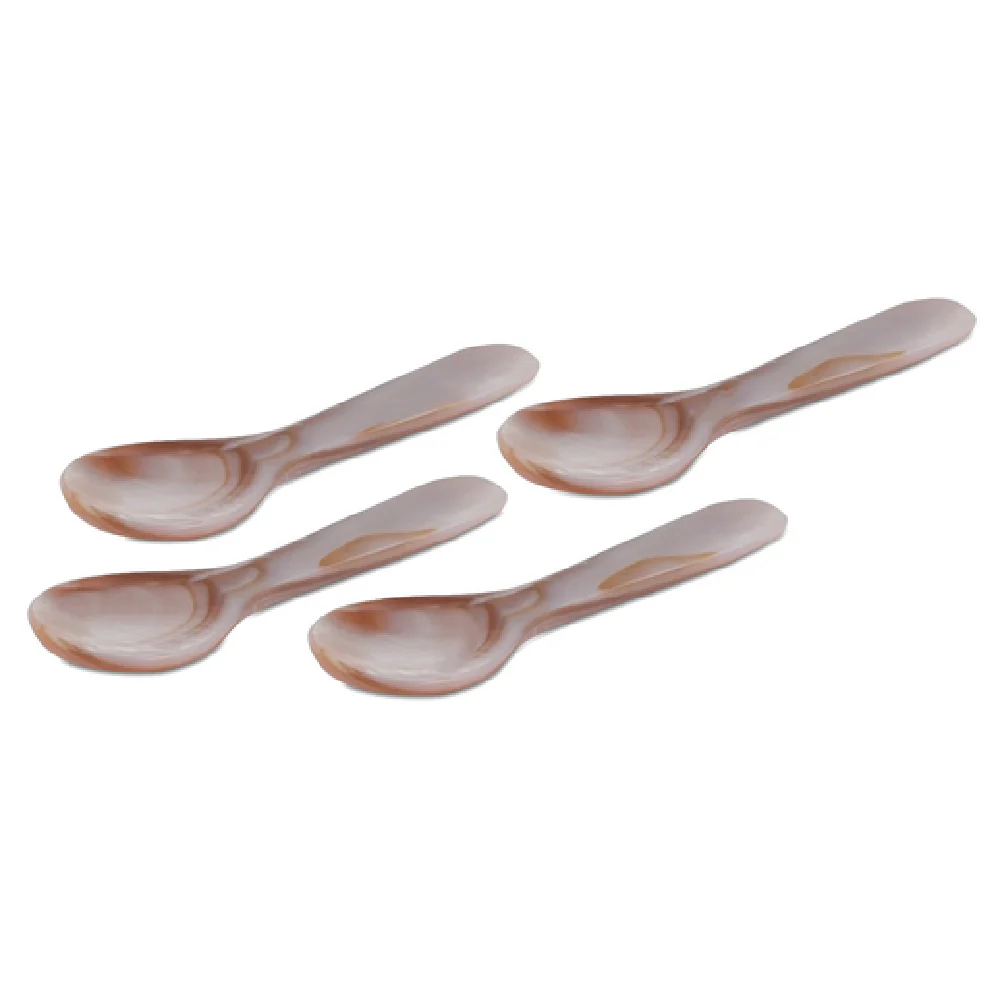 JB Prince RB131 B 3-1/4 Inch Caviar Spoon Sea Shell Brown Set of 4