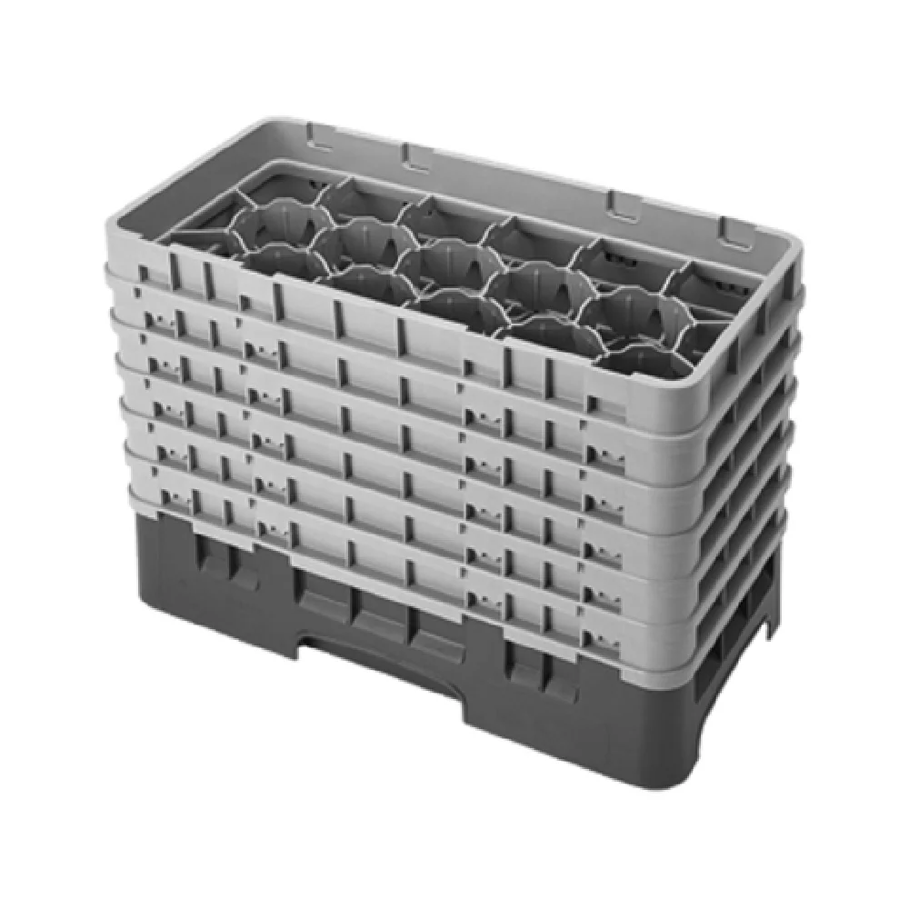 Cambro 17HS1114184 10 Inch Half Size Glass Rack with 6 Extenders Beige Plastic