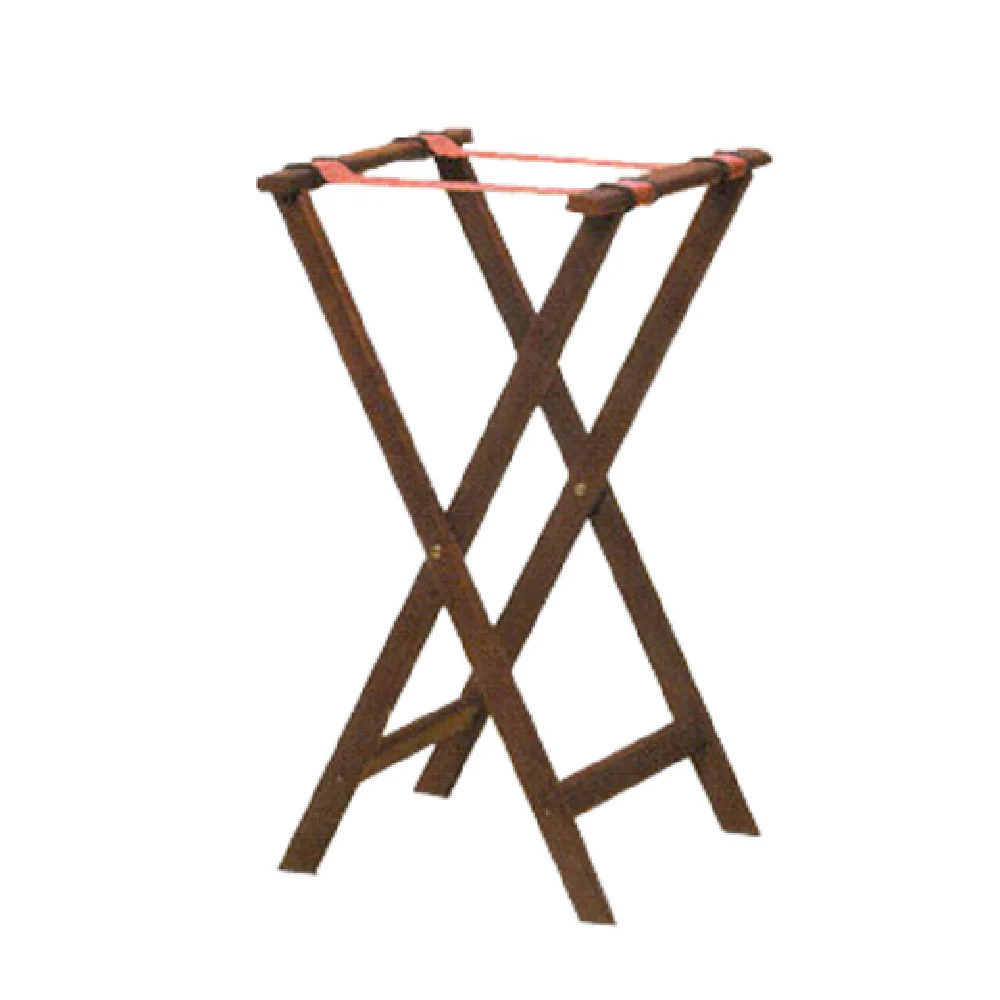 American Metalcraft WTSM31 17 Inch Folding Tray Stand Nylon Straps Mahogany