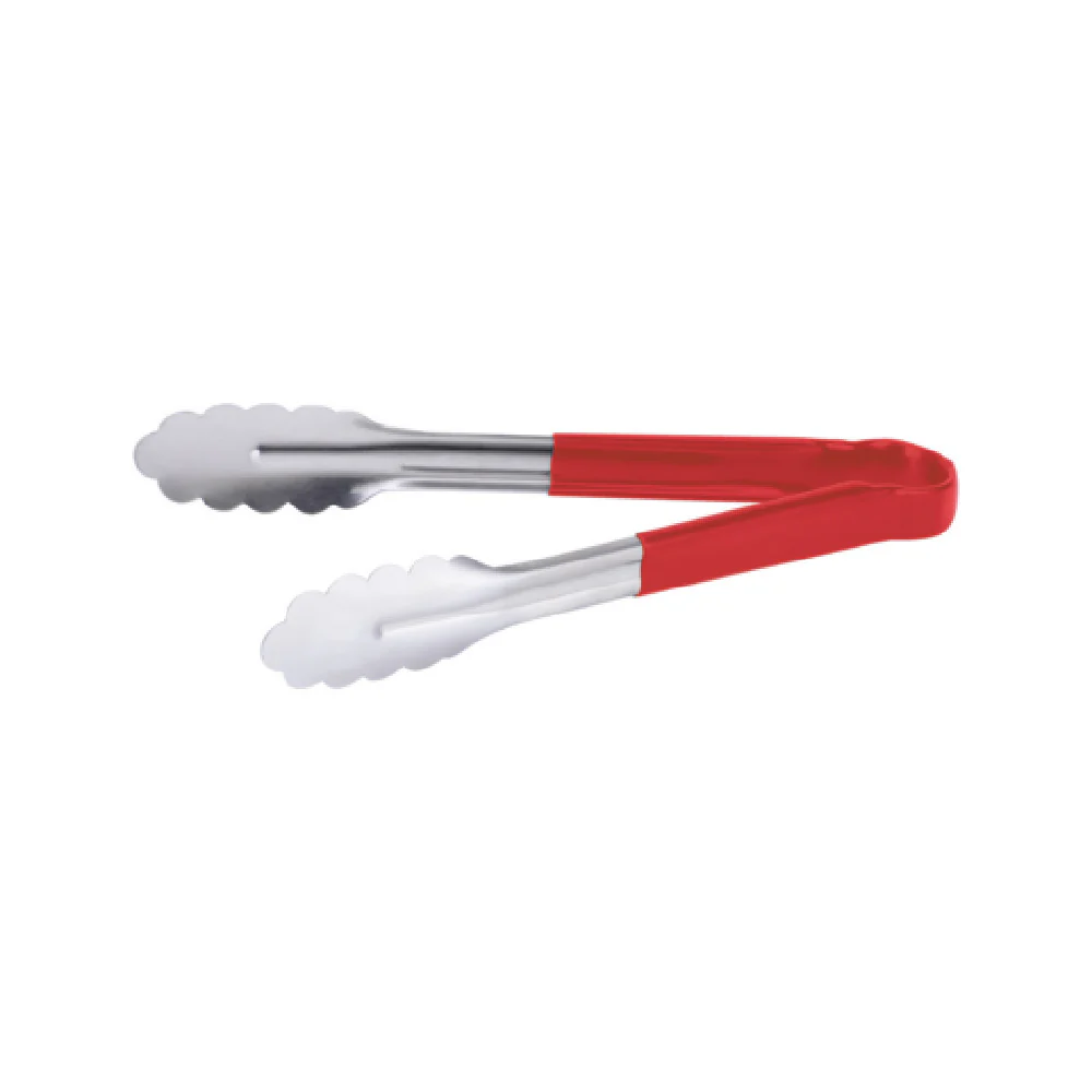 CAC China STCH-10RD 10 Inch Heavy-duty Utility Tong with Red Handle Stainless Steel
